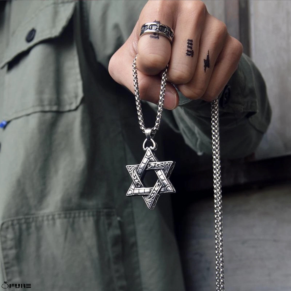 Silver jewish hotsell star necklace