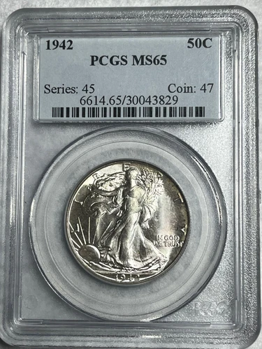 1942   Walking Liberty Half Dollar PCGS Graded MS65