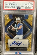Justin Herbert 2021 Select Signature Prizm Gold Auto 5/10 PSA 10 Auto 10 POP1