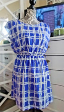 Blue Floral Multi Print V Neck Dress