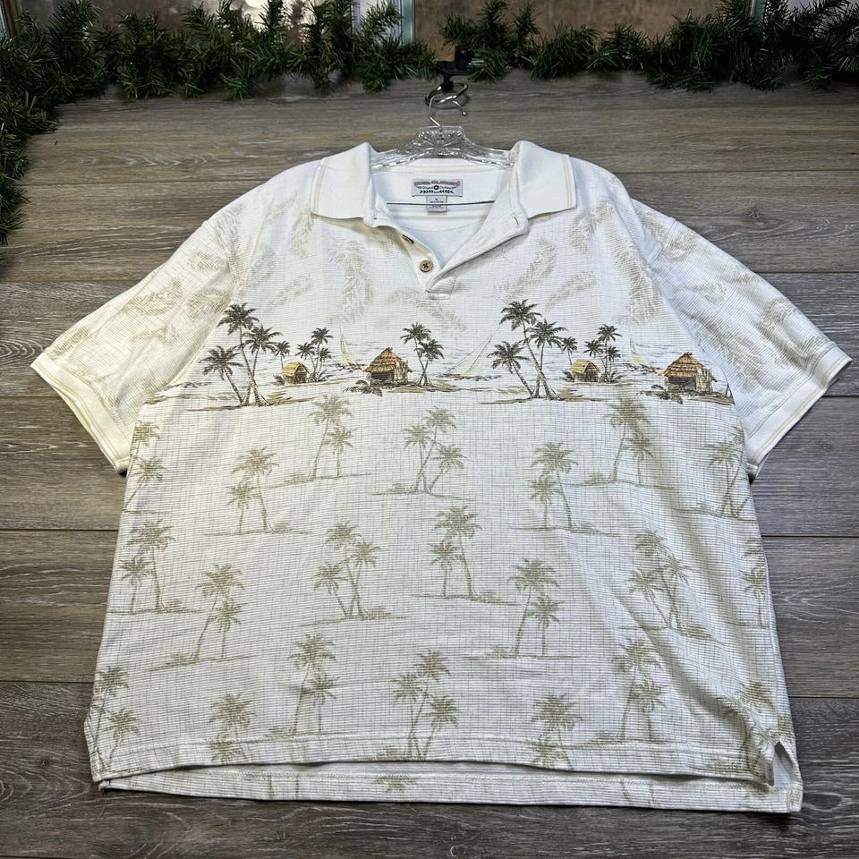 Camisa Polo Boca Classics Talla Extra Grande XL Tropical Palmeras Isla Más Gruesa Foto 4 de 4