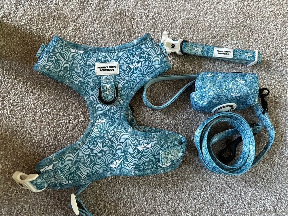 No Pull Dog Harness Set with Leash Collar and Waste Bags Size S