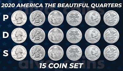 2020-PDS. ATB Quarter. Lot 15 Uncirculated coins are from US Mint Rolls .