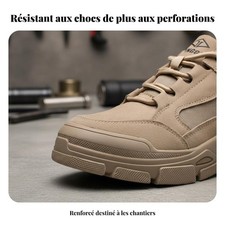 Chaussures de travail homme, embout acier, anti-choc, anti-perforation, confort