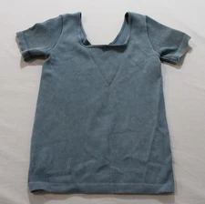 Yelete Women's Short Sleeve Reversible Stonewashed Ribbed Tank WR4 Blue One Size