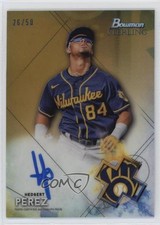 2021 Bowman Sterling Prospect Gold Refractor 26/50 Hedbert Perez Auto 10om