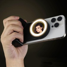 Magnetic Phone Camera Grip with Selfie Fill Light, Smartphone Shooting Black