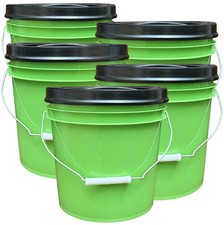 2 Gallon Food Grade - BPA Free Bucket with screw on lid- Pack of 5 containers