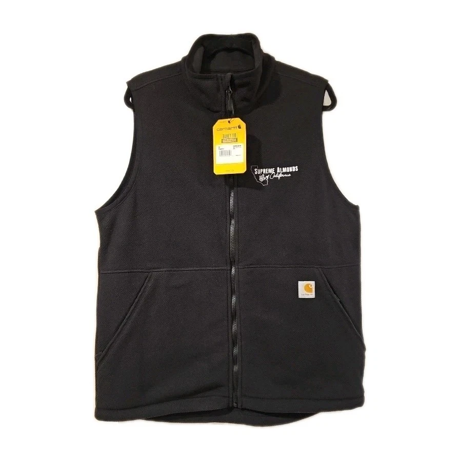 Carhartt Men Medium Vest Relaxed Fit Fleece Comfort Pockets Sleeveless Black