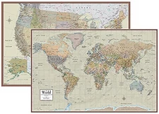 Swiftmaps World and USA Contemporary Premier 3D Two Wall Map Set