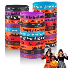 30pcs Halloween Rubber Bracelets for Kids Silicone Wristbands Multicolor