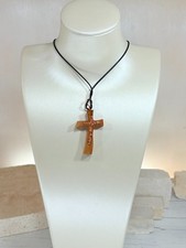 Croix Collier Pendentif en bois d'olivier