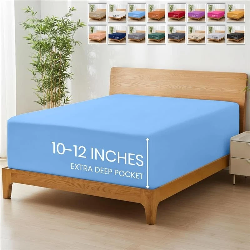 HAFA280 Extra Deep Microfibre Fitted Sheet Cosy Warm Luxury Bed Bottom Sheets All Sizes