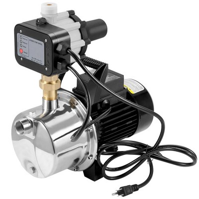 Shallow Well Pump, 1HP 115V, 1200 GPH 145 ft Head, Portable Stainless Steel Spri