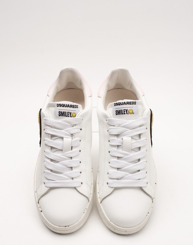 PVP €450 DSQUARED2 x Zapatillas de Cuero SMILEY US5 UK2 EU35 Parches Con Cordones Logo - Imagen 3 de 11