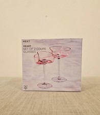 Coupe Glass-Next Set of 2 Pink Heart Champagne Saucer Coupe Party Drink  Glasses