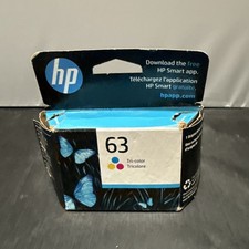 HP 63 Tri-Color Ink Cartridges, F6U61AN, 165 Pages, Exp 02/2024