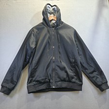 Unbranded Men's Black Full Zip Soft Fleece Lined Hoodie with Pockets Size Medium