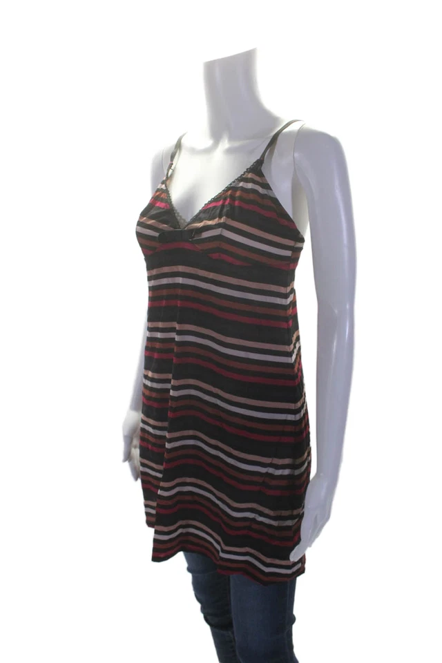 Vestido Sonia Rykiel para mujer H&M cuello en V rayas rosa talla M Foto 2 de 4