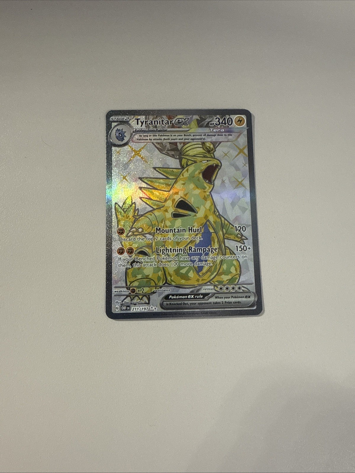 Pokémon TCG Tyranitar EX Sv03 Obsidian Flames 211/197 Holo Ultra Rare