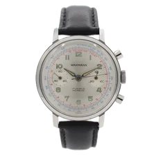 Vintage Wakmann Men's Chronograph Wristwatch Landeron 149 France Steel Serviced