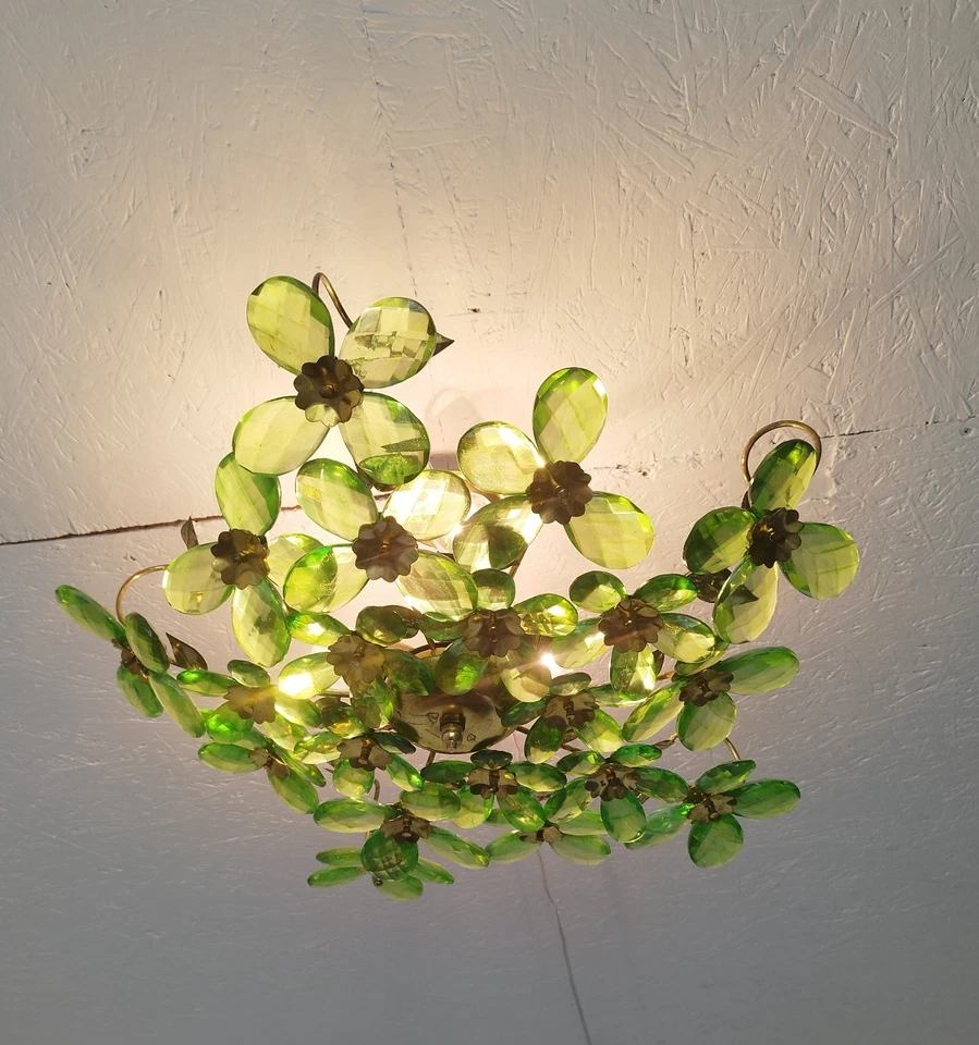 Lámpara colgante de techo con iluminación de color azul vintage de cristal Foto 3 de 4