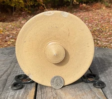 Antique Salt Glazed Stoneware Jar Crock Lid Button Knob Prim 1800's 5 3/8" D