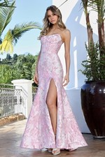 New NWT Adora Pink Strapless Mermaid Trumpet Jacquard Prom Dress Sz 16