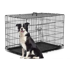 New FDW Dog Crate for Large Dogs 42 Inch Folding Metal Wire Pet Cage Double Door