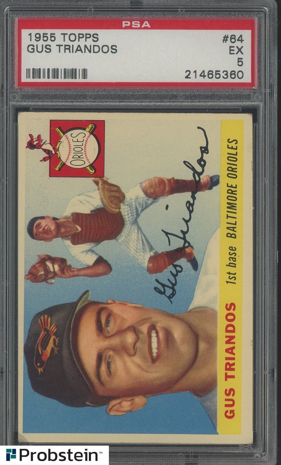 1955 Topps #64 Gus Triandos Baltimore Orioles PSA 5 EX