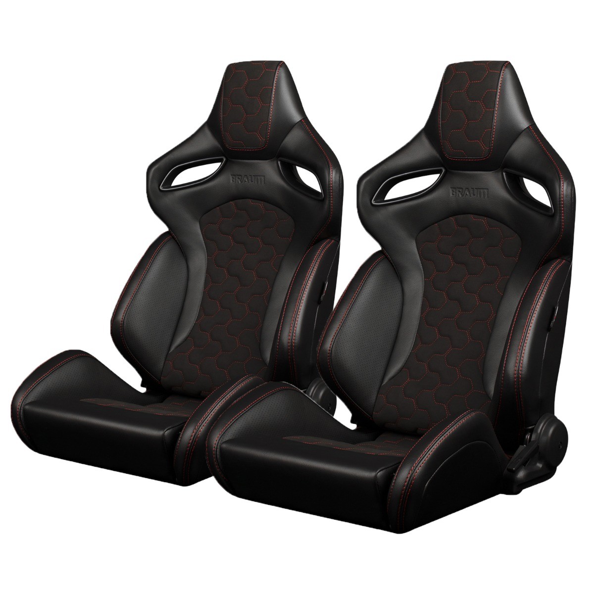 Braum® Black Leatherette & Honeycomb Alcantara W/ Red Stitch