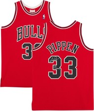 Scottie Pippen Bulls Signed Red Mitchell & Ness 1997-1998 Swingman Jersey w/Insc