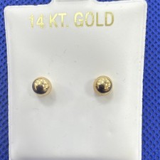 14kt Yellow Gold 0.3 Gm Stud Earrings Butterfly Round No Stone 5mm Lobe