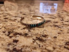 Native American US Vintage Turquoise Sterling Silver Cuff Bracelet Jewelry Art