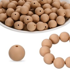 180Pcs Silicone Beads 9mm Round Rubber Focal Beads Bulk, Gray Coral