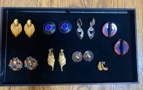 vintage 1980s costume jewelry lot 8 Pairs Pierced Clip On