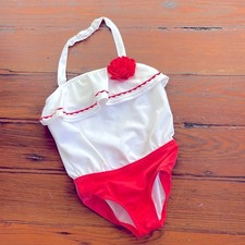 Janie And Jack ruffle rosette halter one piece swimsuit sz 4