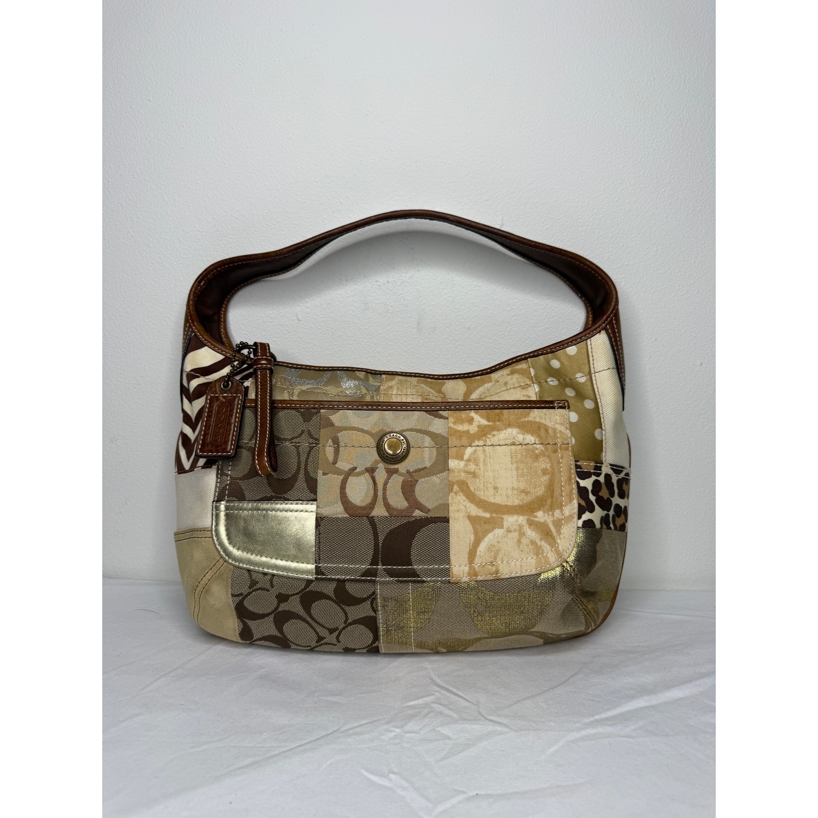 Coach Ergo Patchwork Hobo Bag 10808 Y2K Signature Jacquard Zebra 