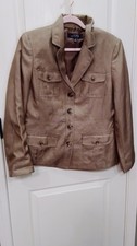Kasper Brown Notch Lapel Four-Button Blazer Jacket Long Sleeve Size 14
