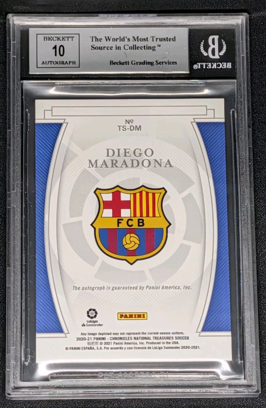 2020 Panini National Treasures TS-DM DIEGO MARADONA AUTO #170/199 BGS 9/10 AUTO view 2