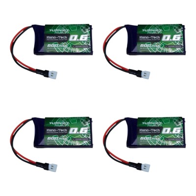 LOT OF 4 ~ Turnigy Nano Tech 600mAh 1S 3.7v 25C Lipo Battery Losi Plug Connector