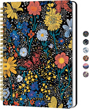 Lined Spiral Journal for Women, A5 Hardcover Cute Notebook for Work Note Takin