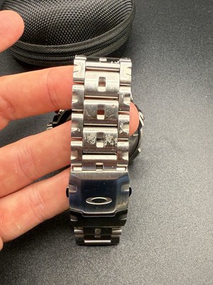 Oakley Double Tap Stainless w/Grey Dial Watch | eBay