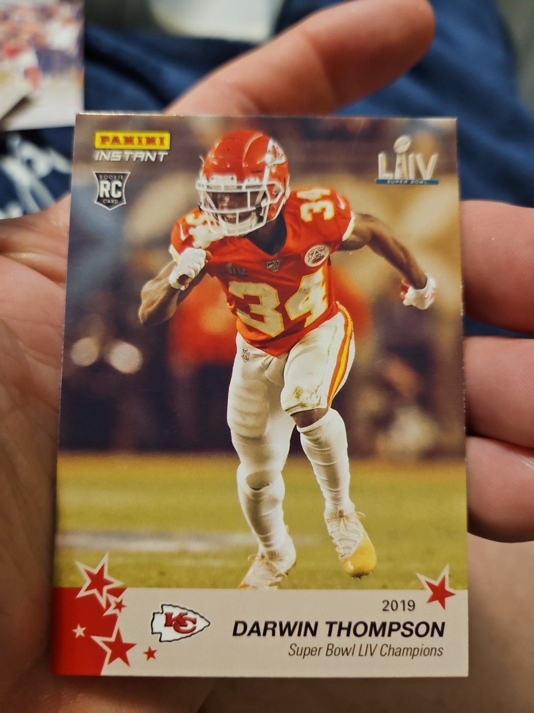 Darwin Thompson #3 RC 2020 Panini Instant Chiefs Super Bowl LIV Champions 2019