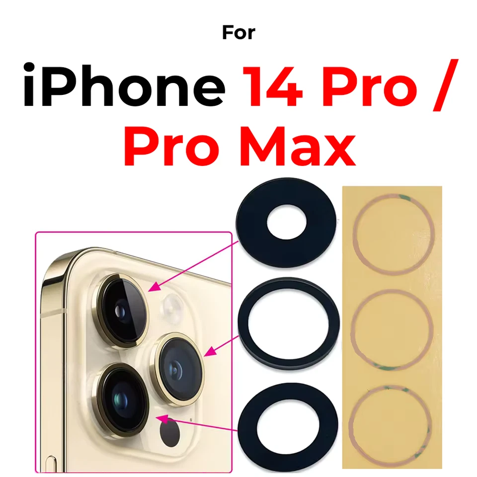 XOTEK Kamera Linse Glas für Apple iPhone 14 Pro / Pro Max Kameralinse SET Lens+ Kleber