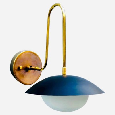Handmade Curved Disk Shade light | Mid-Century Raw Brass Wall Scone X-mass Gift