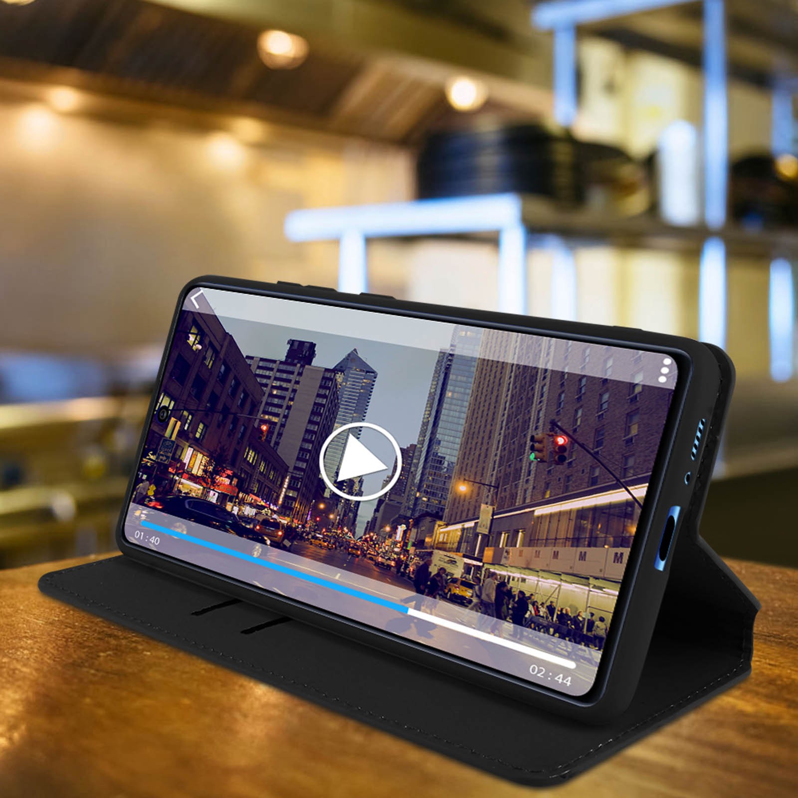 Housse Galaxy S10 Lite avec rangement carte et clapet support vidéo