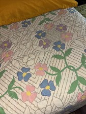 Vintage Cotton King Quilted Bedspread Quilt F...