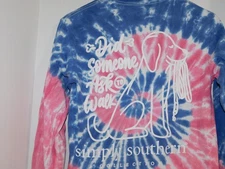 Simply Southern Womens Pink/Blue Tie Dye-Did Someone Ask To Walk-size Small