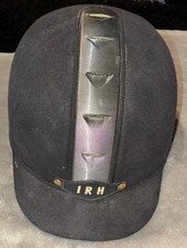 IRH MEDIUM BLACK VELVETEEN ENGLISH EQUESTRIAN RIDING HELMET